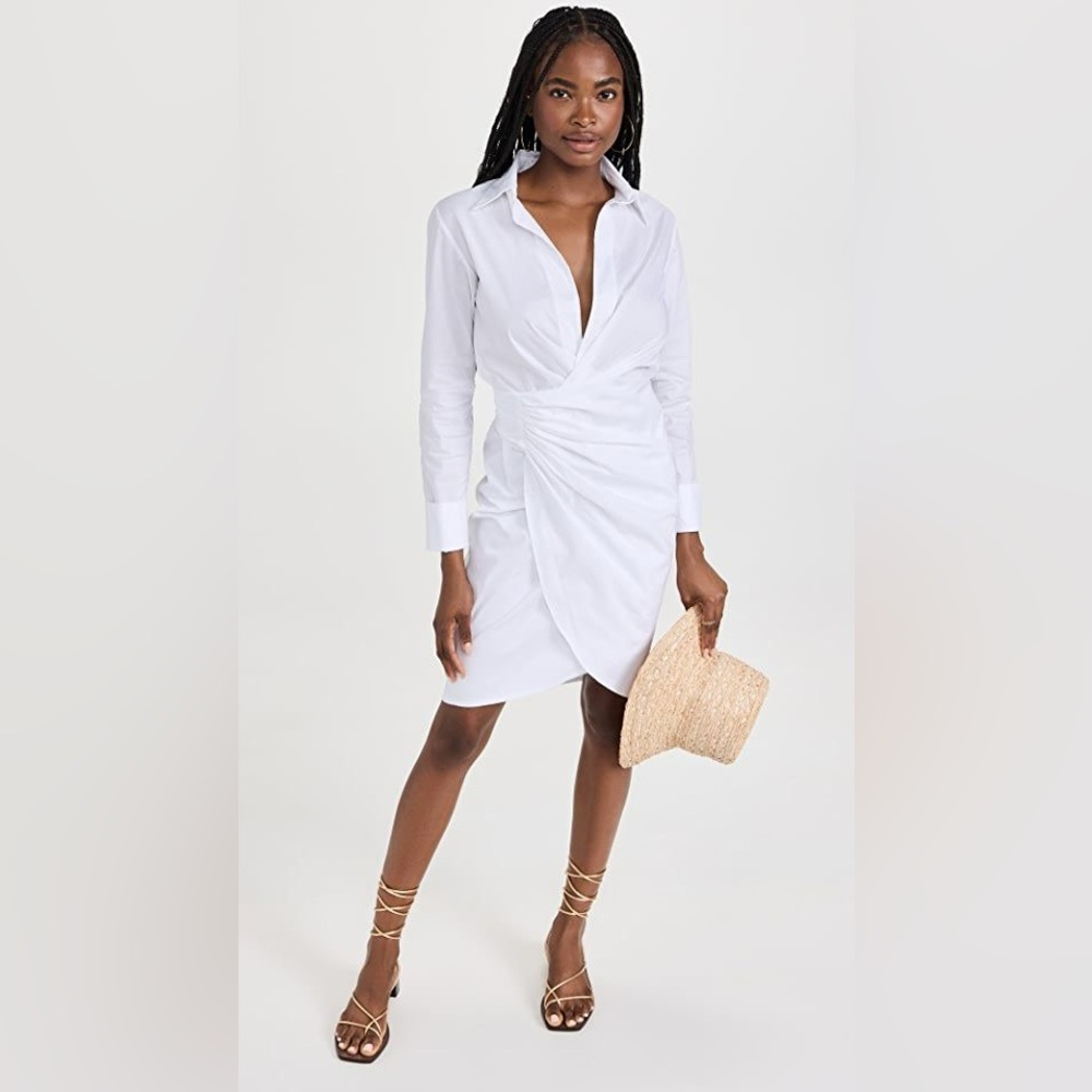 NWT Just Be Queen Valentina White Wrap Shirt Dress Medium  $425 Retail